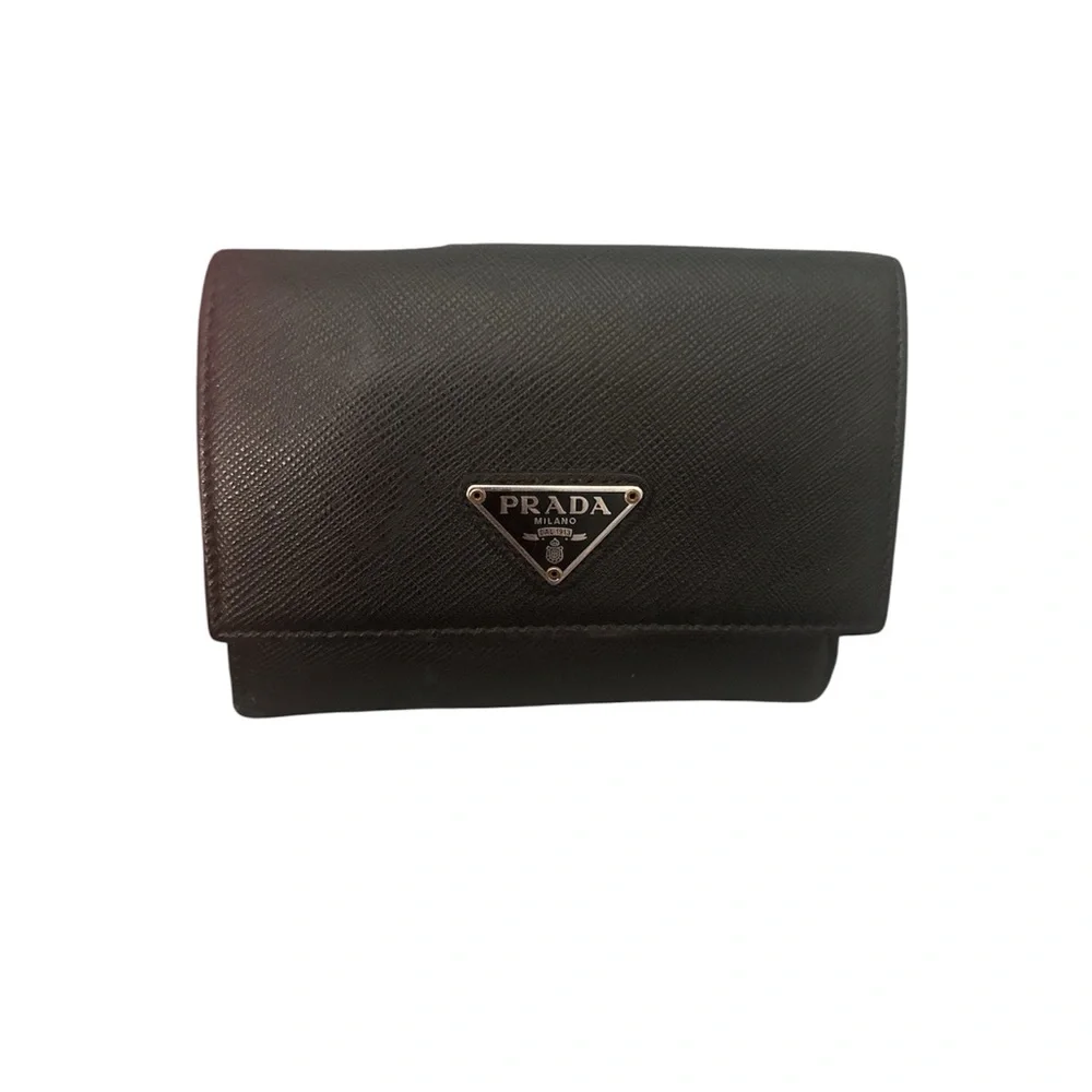 Prada Black Textured Leather wallet with callout - Picture 1 of 4